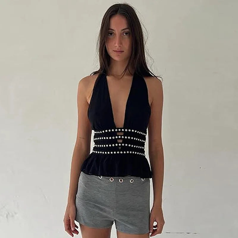Top czarny halter