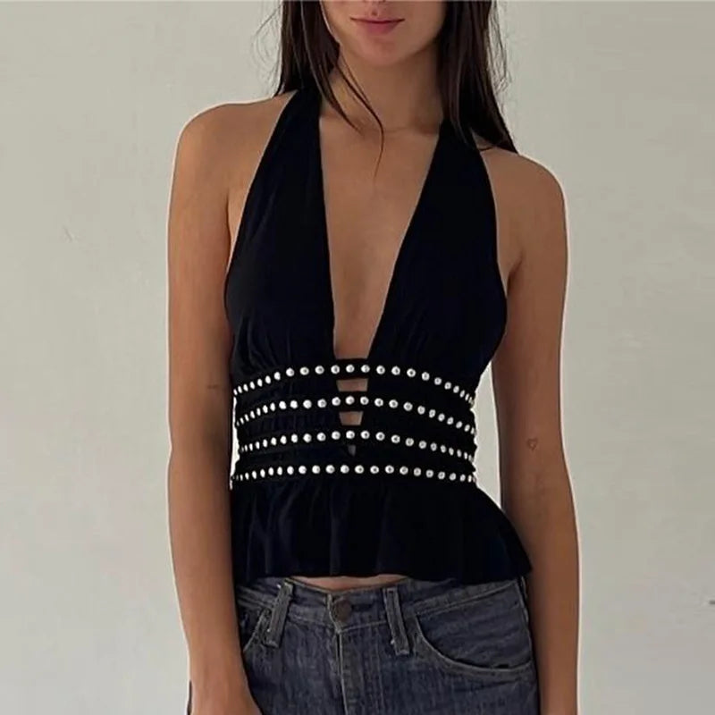 Top czarny halter
