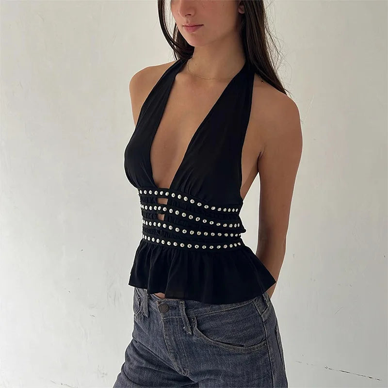 Top czarny halter