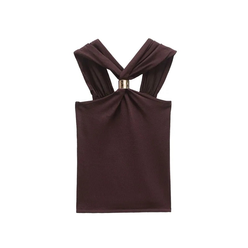 Top z dekoltem halter