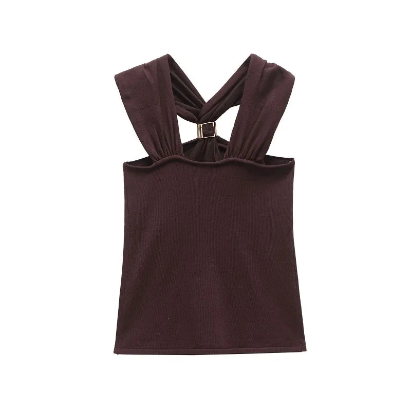 Top z dekoltem halter