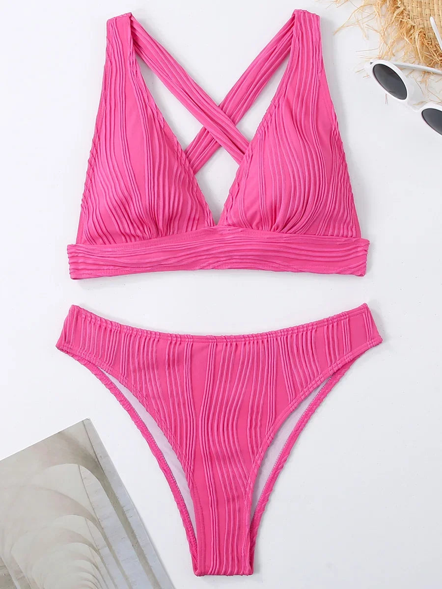 Prążkowane bikini