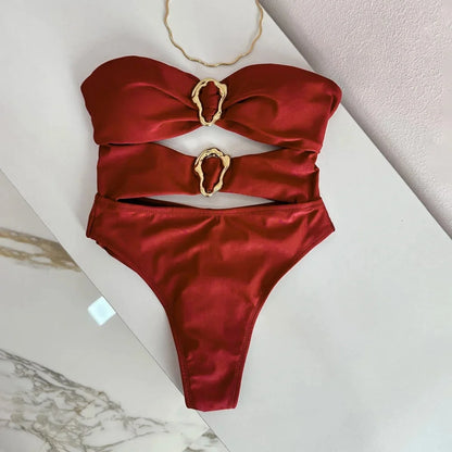 Monokini ze złotym detalem