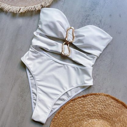 Monokini ze złotym detalem