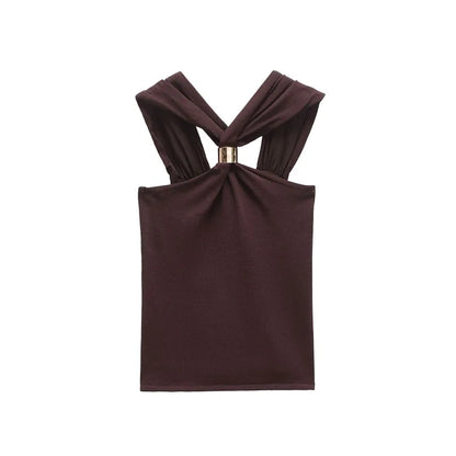 Top z dekoltem halter