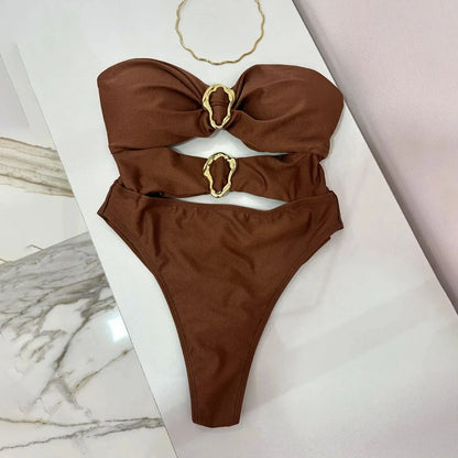 Monokini ze złotym detalem