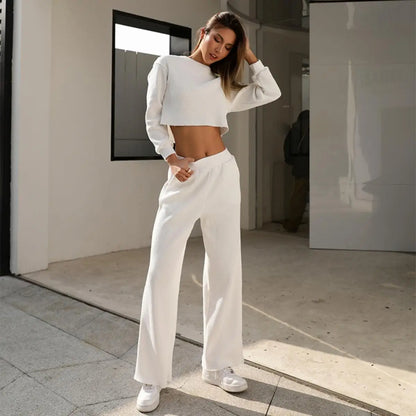Prążkowany komplet damski crop top