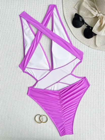 Monokini wykonane z szerokich pasów