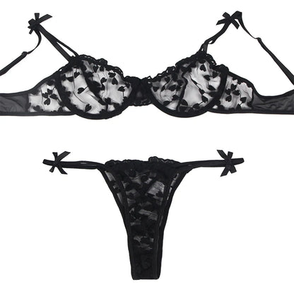 Haftowany prześwitujący komplet