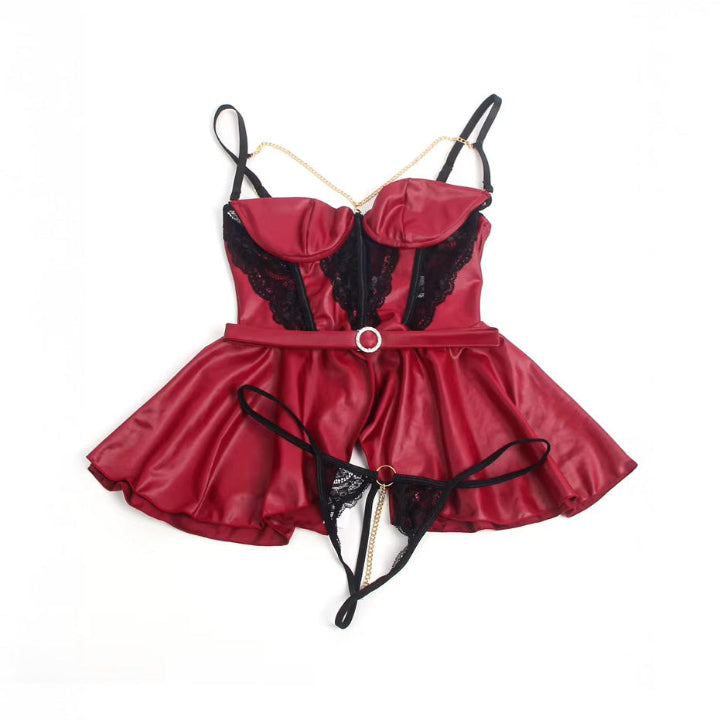 Czerwony komplet gorsetowy