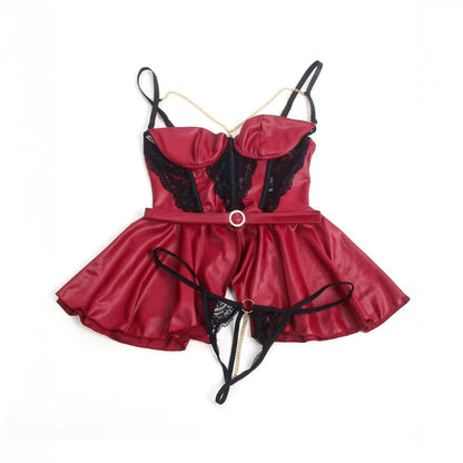 Czerwony komplet gorsetowy
